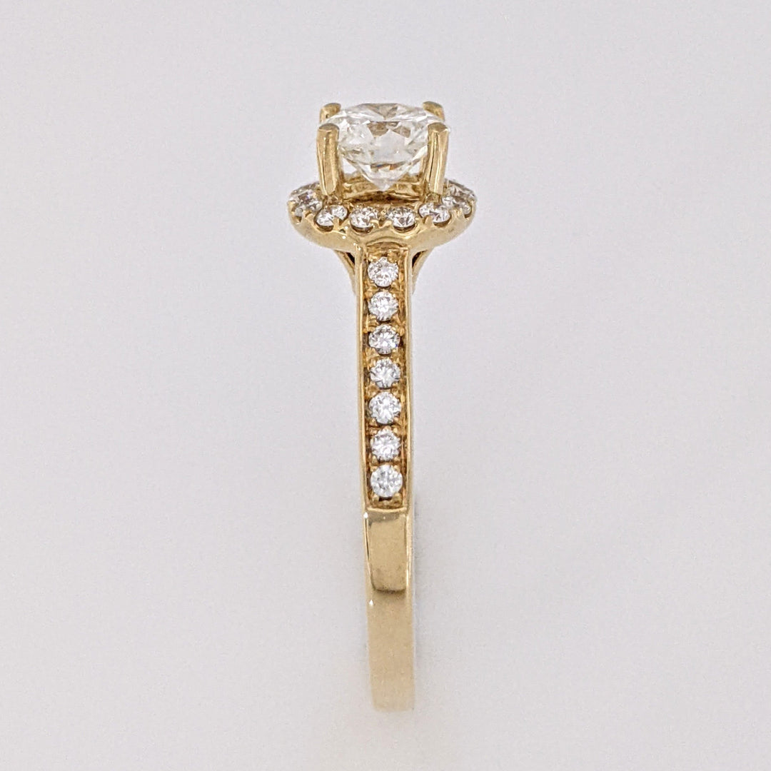 14K 1.05 CARAT TOTAL WEIGHT VS2 I DIAMOND ROUND (29) ESTATE HALO RING 3.4 GRAMS