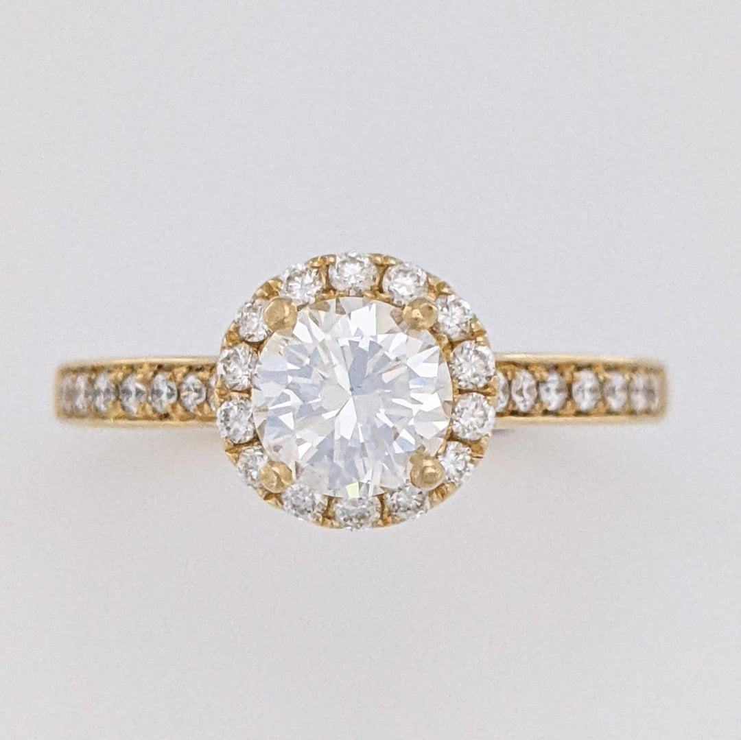 14K 1.05 CARAT TOTAL WEIGHT VS2 I DIAMOND ROUND (29) ESTATE HALO RING 3.4 GRAMS