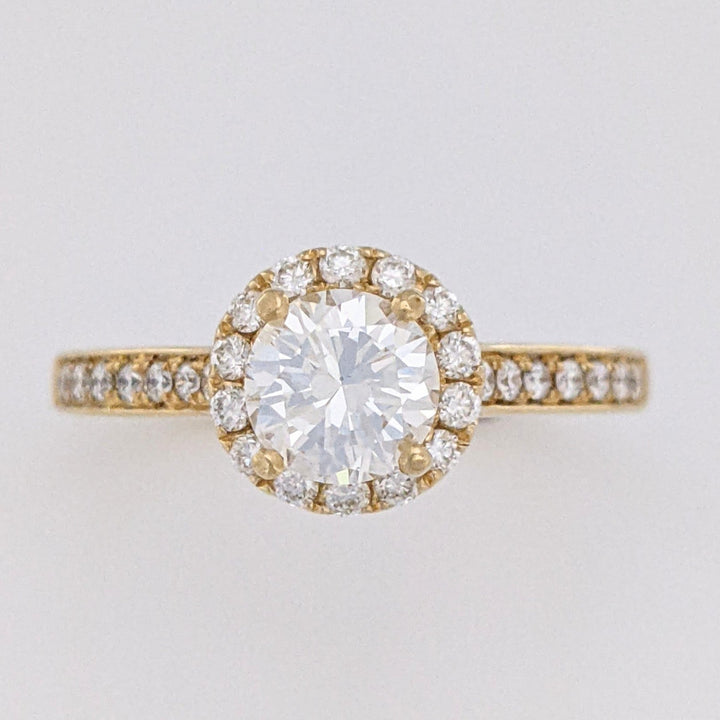 14K 1.05 CARAT TOTAL WEIGHT VS2 I DIAMOND ROUND (29) ESTATE HALO RING 3.4 GRAMS