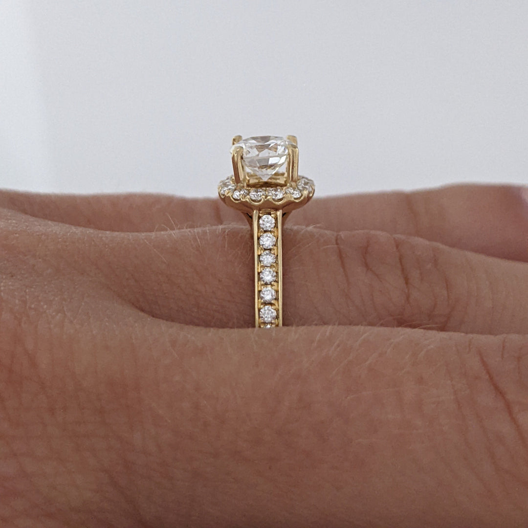 14K 1.05 CARAT TOTAL WEIGHT VS2 I DIAMOND ROUND (29) ESTATE HALO RING 3.4 GRAMS