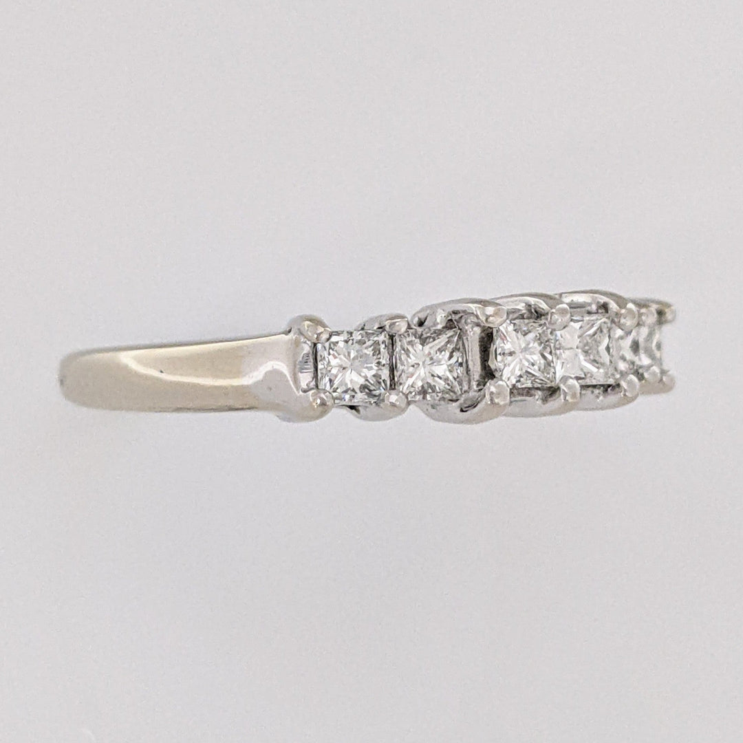 14K WHITE .60 CARAT TOTAL WEIGHT VS G-H DIAMOND PRINCESS CUT (6) ESTATE BAND 3.8 GRAMS