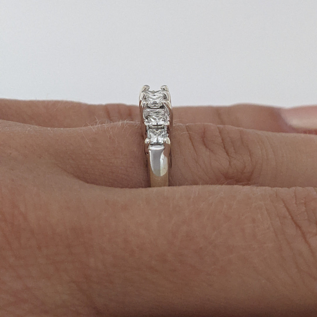 14K WHITE .60 CARAT TOTAL WEIGHT VS G-H DIAMOND PRINCESS CUT (6) ESTATE BAND 3.8 GRAMS