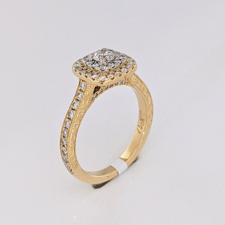 14K .73 CARAT TOTAL WEIGHT SI2 H DIAMOND ROUND (68) DOUBLE HALO ESTATE RING 4.4 GRAMS