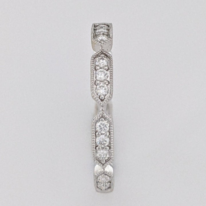 14K WHITE .24 CARAT TOAL WEIGHT SI2 H DIAMOND ROUND (21) LINK MILGRAIN ESTATE BAND 1.6 GRAMS