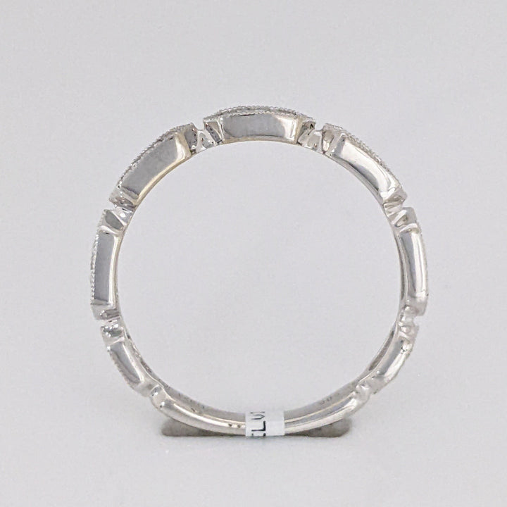 14K WHITE .24 CARAT TOAL WEIGHT SI2 H DIAMOND ROUND (21) LINK MILGRAIN ESTATE BAND 1.6 GRAMS