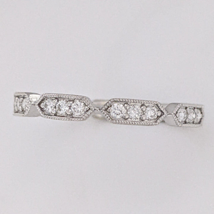 14K WHITE .24 CARAT TOAL WEIGHT SI2 H DIAMOND ROUND (21) LINK MILGRAIN ESTATE BAND 1.6 GRAMS
