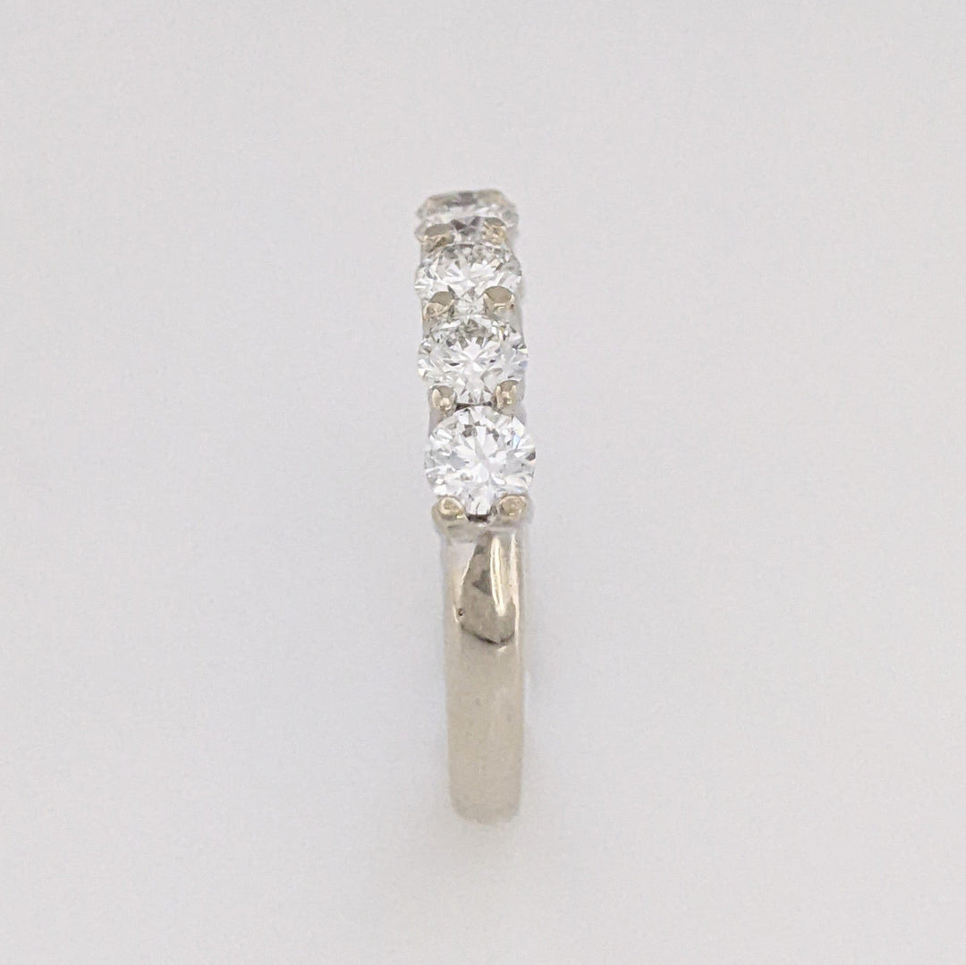14K WHITE 1.01 CARAT TOTAL WEIGHT VS2 I DIAMOND ROUND (7) ESTATE PRONG BAND 2.7 GRAMS