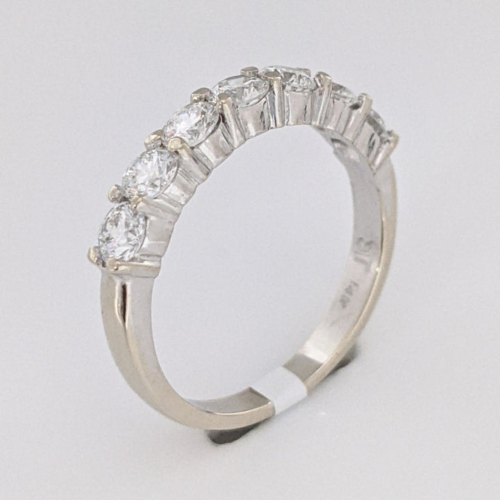 14K WHITE 1.01 CARAT TOTAL WEIGHT VS2 I DIAMOND ROUND (7) ESTATE PRONG BAND 2.7 GRAMS