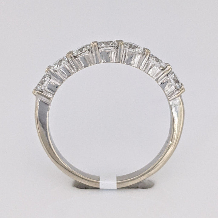 14K WHITE 1.01 CARAT TOTAL WEIGHT VS2 I DIAMOND ROUND (7) ESTATE PRONG BAND 2.7 GRAMS