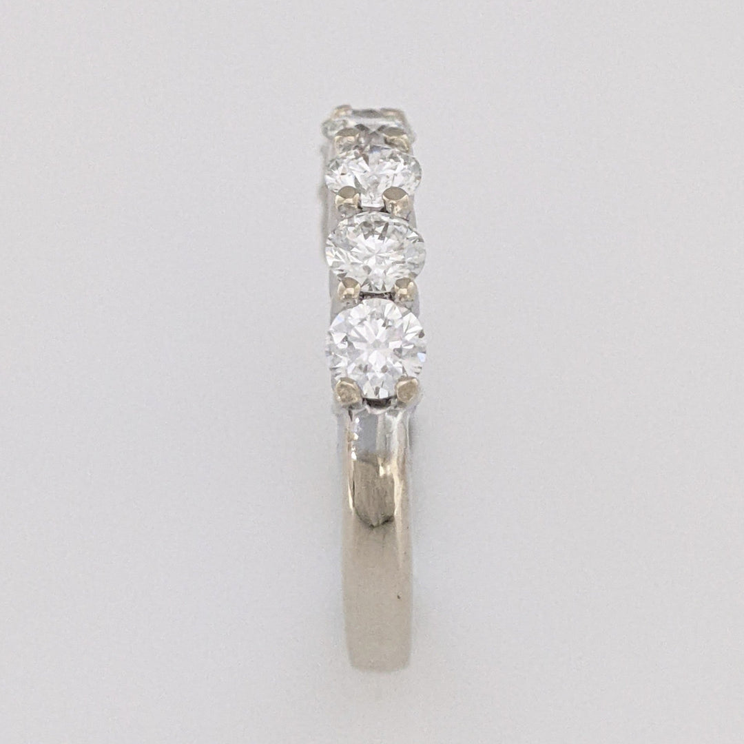 14K WHITE 1.01 CARAT TOTAL WEIGHT VS2 I DIAMOND ROUND (7) ESTATE PRONG BAND 2.7 GRAMS