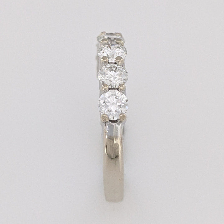 14K WHITE 1.01 CARAT TOTAL WEIGHT VS2 I DIAMOND ROUND (7) ESTATE PRONG BAND 2.7 GRAMS