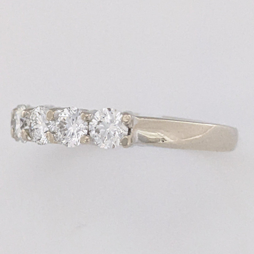 14K WHITE 1.01 CARAT TOTAL WEIGHT VS2 I DIAMOND ROUND (7) ESTATE PRONG BAND 2.7 GRAMS