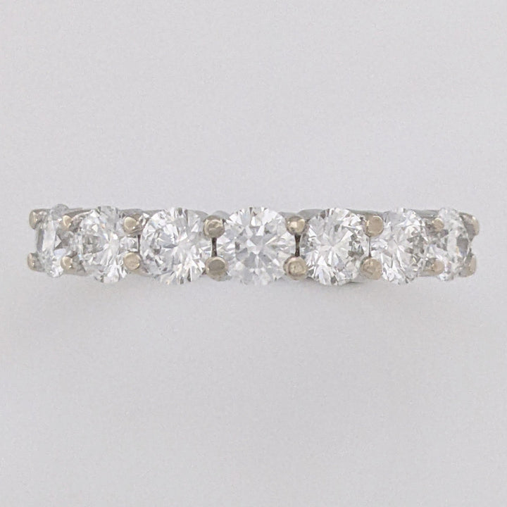 14K WHITE 1.01 CARAT TOTAL WEIGHT VS2 I DIAMOND ROUND (7) ESTATE PRONG BAND 2.7 GRAMS
