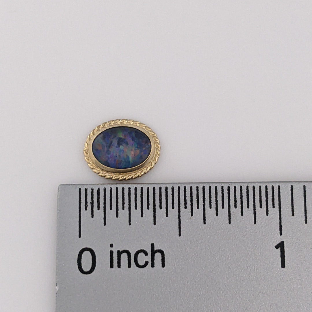 14K DOUBLET OPAL OVAL 6X8 WITH GOLD TRIM ESTATE EARRINGS 1.3 GRAMS