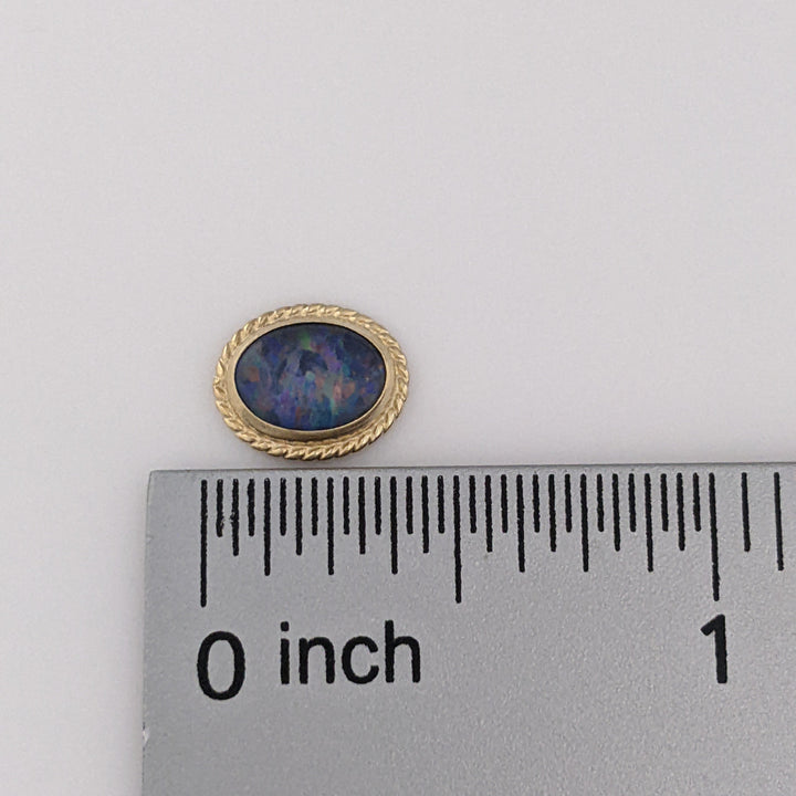 14K DOUBLET OPAL OVAL 6X8 WITH GOLD TRIM ESTATE EARRINGS 1.3 GRAMS
