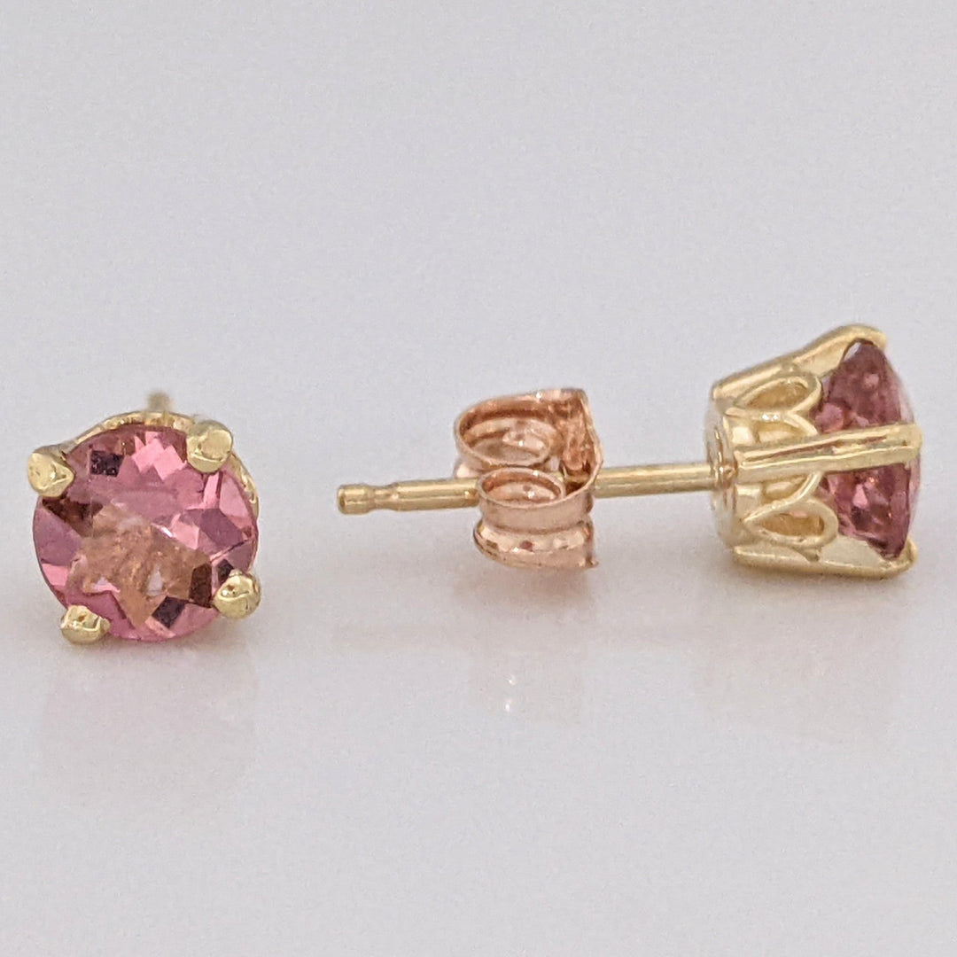 14K PINK TOURMALINE ROUND 6MM ESTATE STUD EARRINGS 1.0 GRAMS