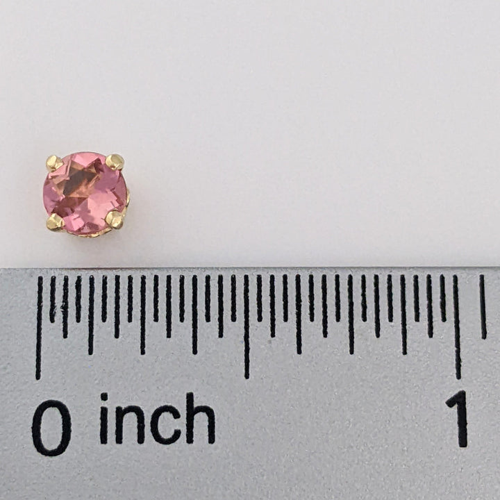 14K PINK TOURMALINE ROUND 6MM ESTATE STUD EARRINGS 1.0 GRAMS
