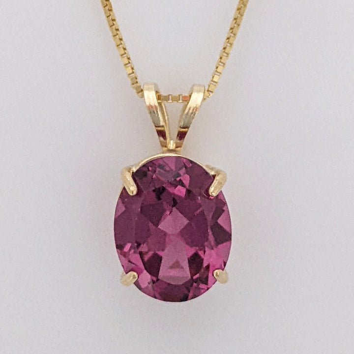 14K PINK TOURMALINE OVAL 7X9 ESTATE PENDANT & CHAIN 1.9 GRAMS