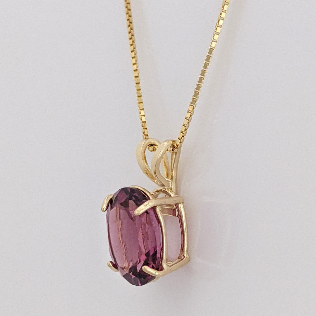 14K PINK TOURMALINE OVAL 7X9 ESTATE PENDANT & CHAIN 1.9 GRAMS