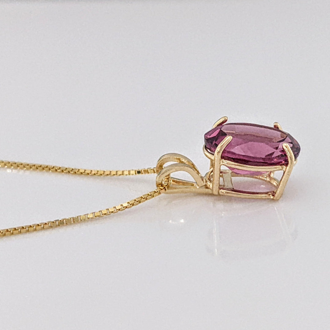 14K PINK TOURMALINE OVAL 7X9 ESTATE PENDANT & CHAIN 1.9 GRAMS