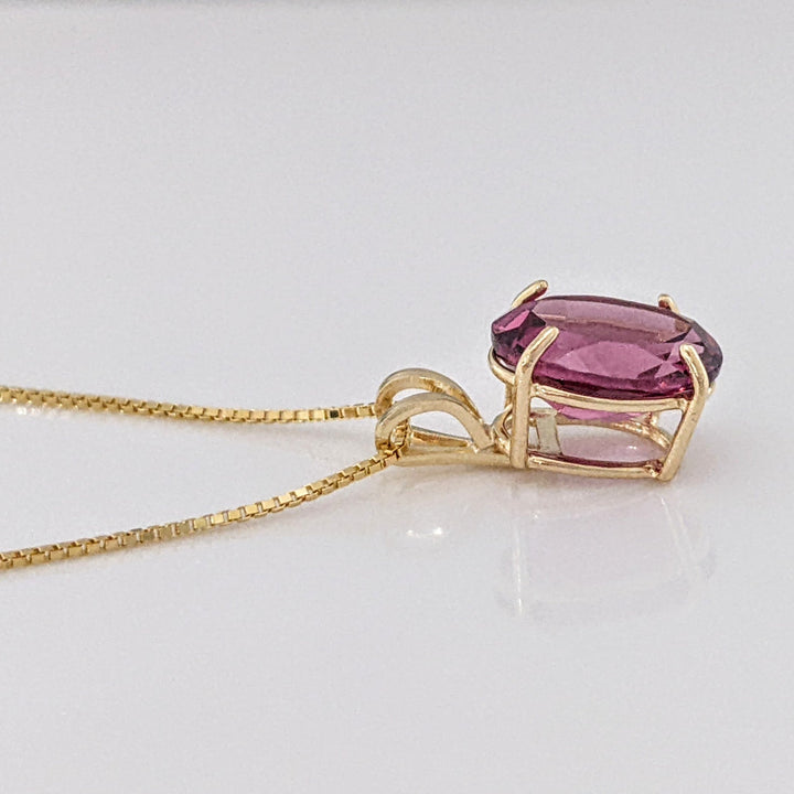 14K PINK TOURMALINE OVAL 7X9 ESTATE PENDANT & CHAIN 1.9 GRAMS