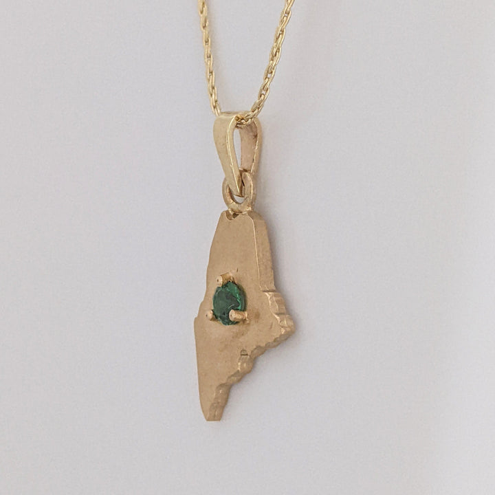 14K GREEN TOURMALINE ROUND 3.5MM "MAINE" ESTATE PENDANT & CHAIN 4.0 GRAMS