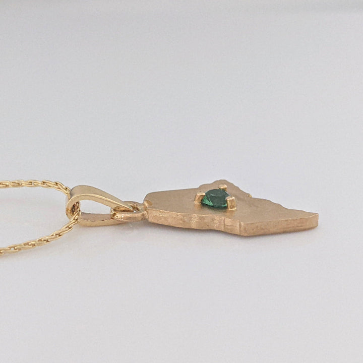 14K GREEN TOURMALINE ROUND 3.5MM "MAINE" ESTATE PENDANT & CHAIN 4.0 GRAMS