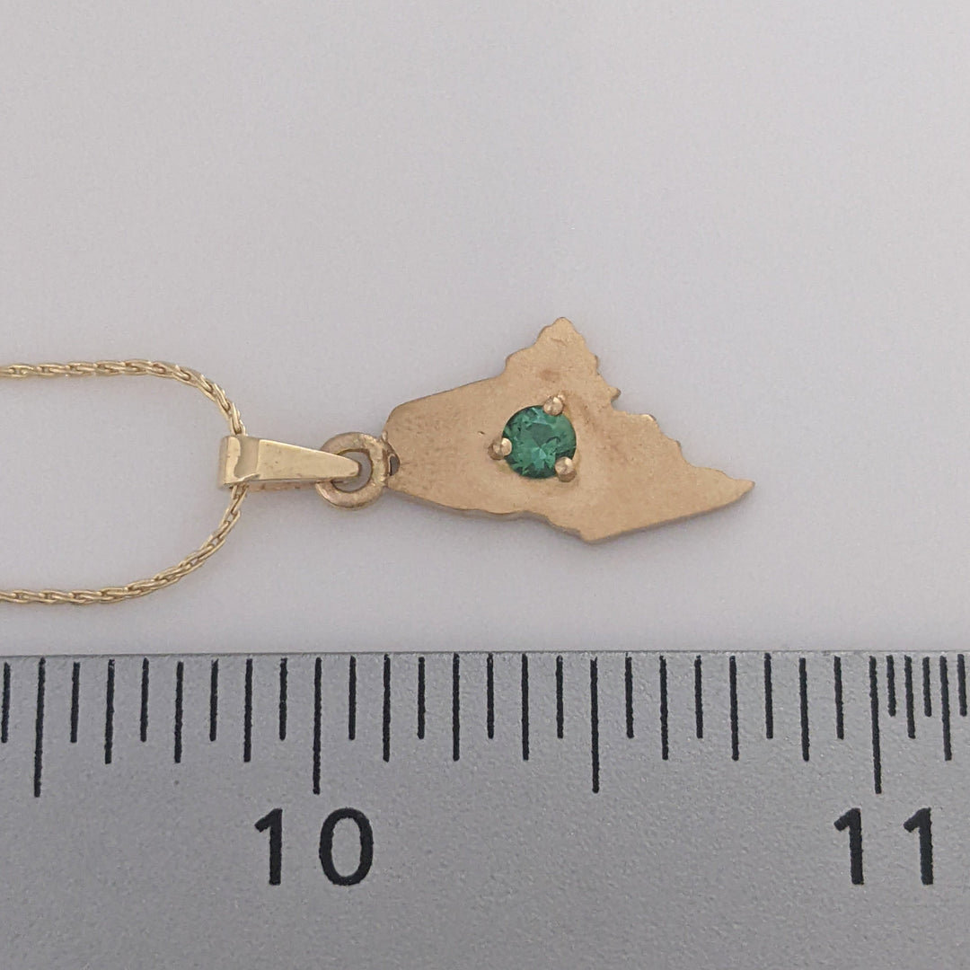 14K GREEN TOURMALINE ROUND 3.5MM "MAINE" ESTATE PENDANT & CHAIN 4.0 GRAMS
