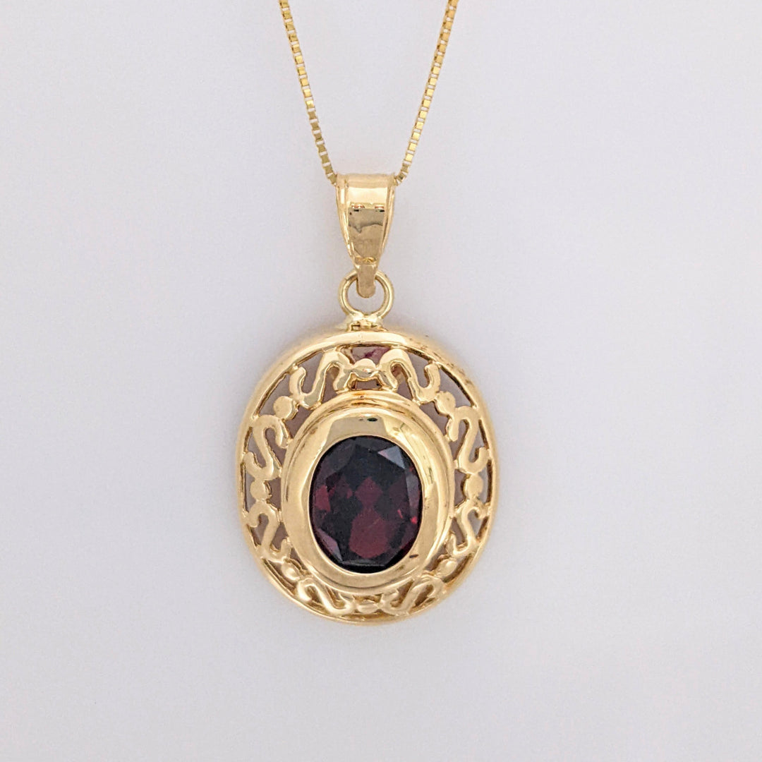 14K GARNET, AMETHYST, BLUE TOPAZ OVAL 9X11 INTERCHANGING ESTATE PENDANT & CHAIN 4.5 GRAMS