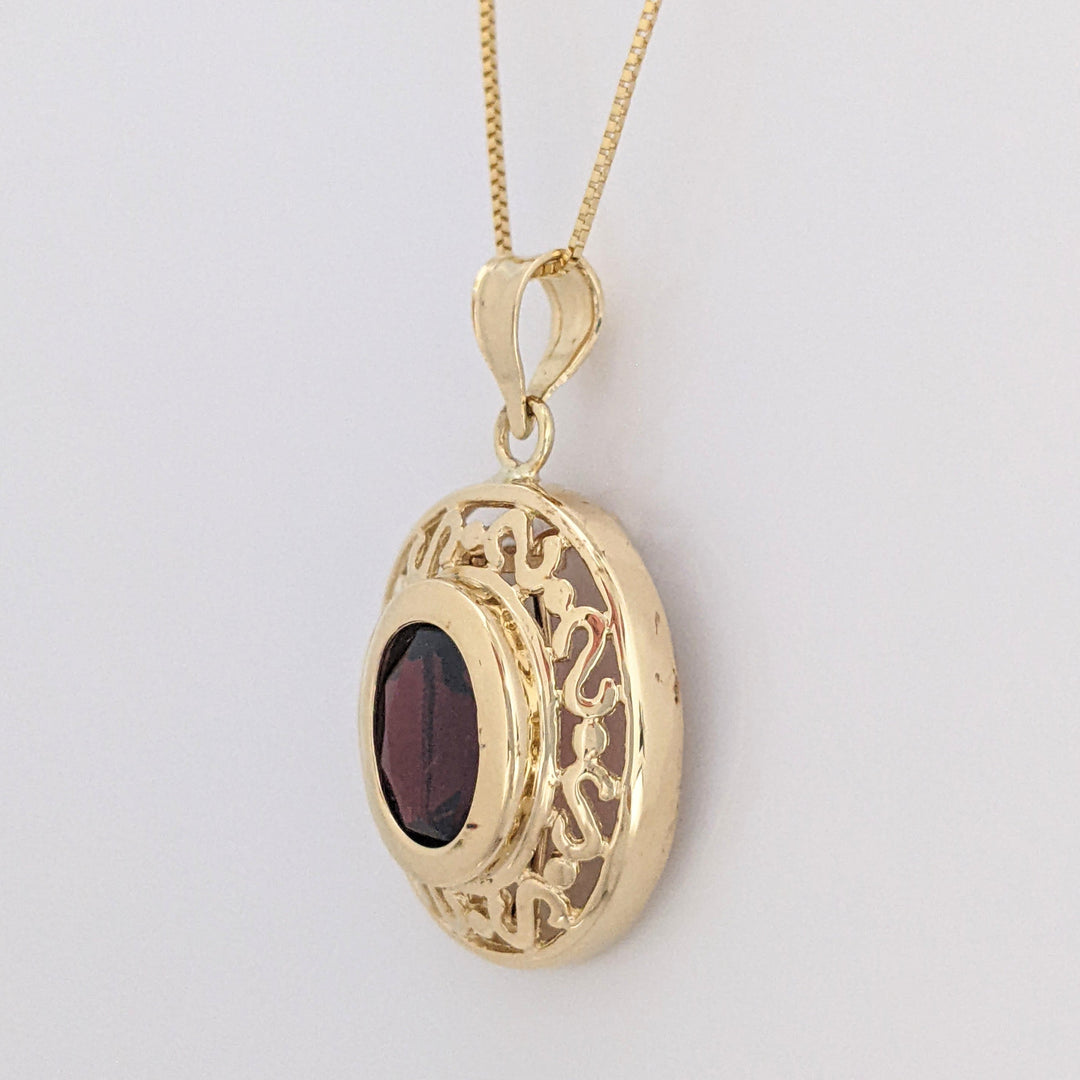 14K GARNET, AMETHYST, BLUE TOPAZ OVAL 9X11 INTERCHANGING ESTATE PENDANT & CHAIN 4.5 GRAMS