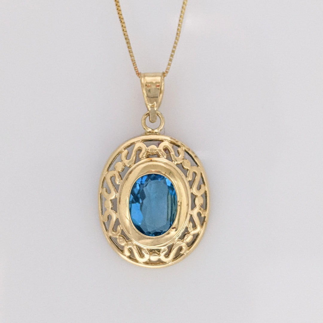 14K GARNET, AMETHYST, BLUE TOPAZ OVAL 9X11 INTERCHANGING ESTATE PENDANT & CHAIN 4.5 GRAMS