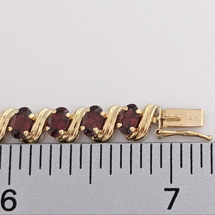 14K GARNET OVAL (31) 3X5 ESTATE BRACELET 8.7 GRAMS