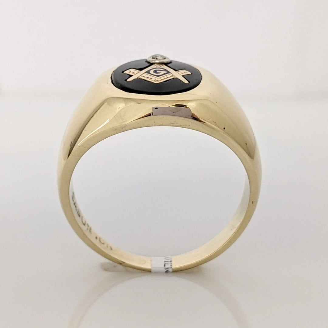 10K MASONIC DIAMOND ROUND ESTATE RING 9.9 GRAMS