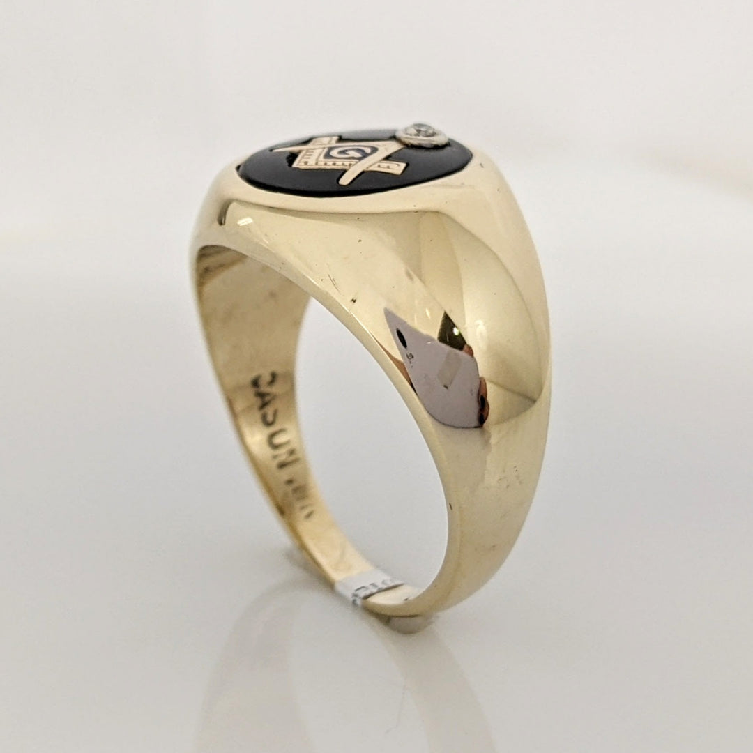 10K MASONIC DIAMOND ROUND ESTATE RING 9.9 GRAMS