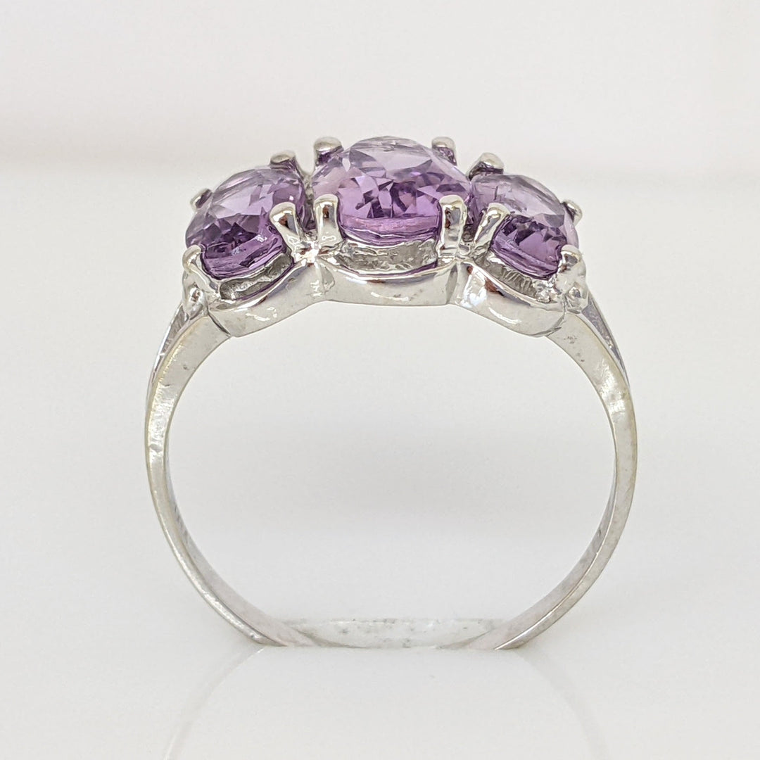 10K WHITE AMETHYST OVAL (1) 3X8 (2) 5X7 ESTATE RING 2.3 GRAMS