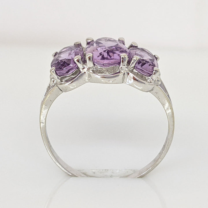10K WHITE AMETHYST OVAL (1) 3X8 (2) 5X7 ESTATE RING 2.3 GRAMS