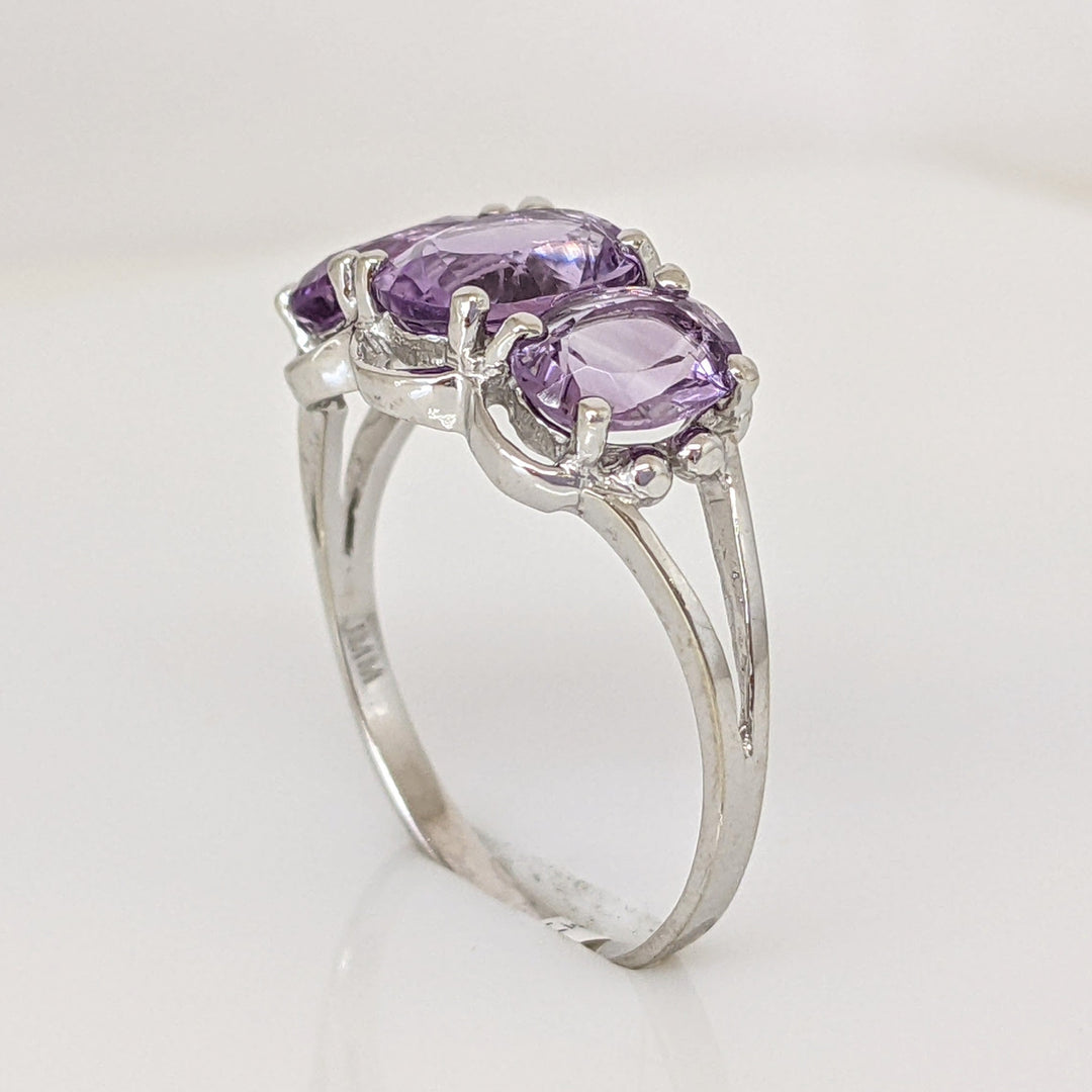 10K WHITE AMETHYST OVAL (1) 3X8 (2) 5X7 ESTATE RING 2.3 GRAMS