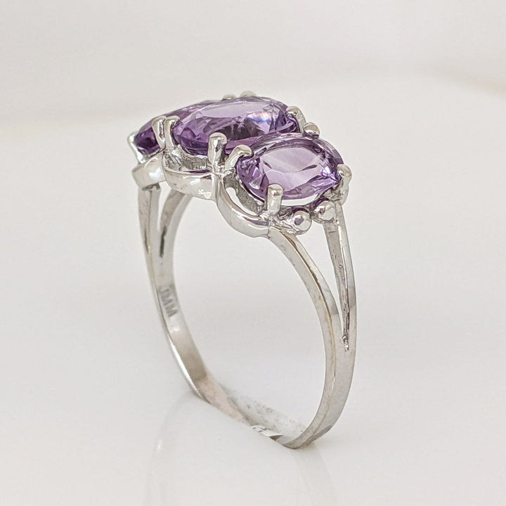 10K WHITE AMETHYST OVAL (1) 3X8 (2) 5X7 ESTATE RING 2.3 GRAMS