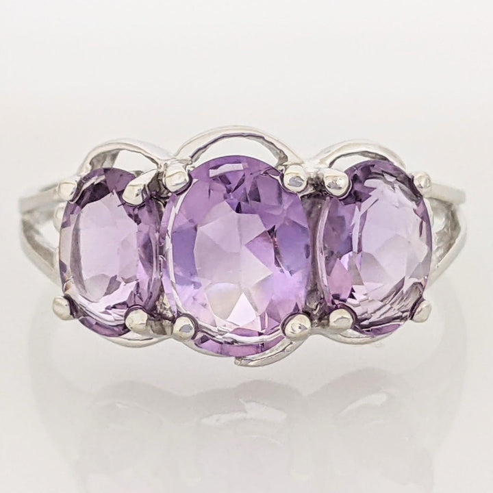 10K WHITE AMETHYST OVAL (1) 3X8 (2) 5X7 ESTATE RING 2.3 GRAMS