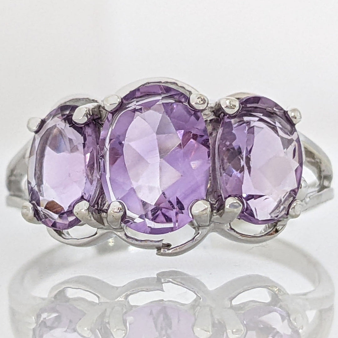 10K WHITE AMETHYST OVAL (1) 3X8 (2) 5X7 ESTATE RING 2.3 GRAMS