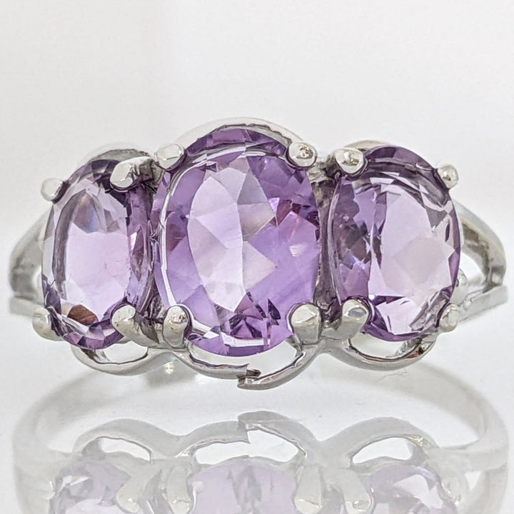 10K WHITE AMETHYST OVAL (1) 3X8 (2) 5X7 ESTATE RING 2.3 GRAMS