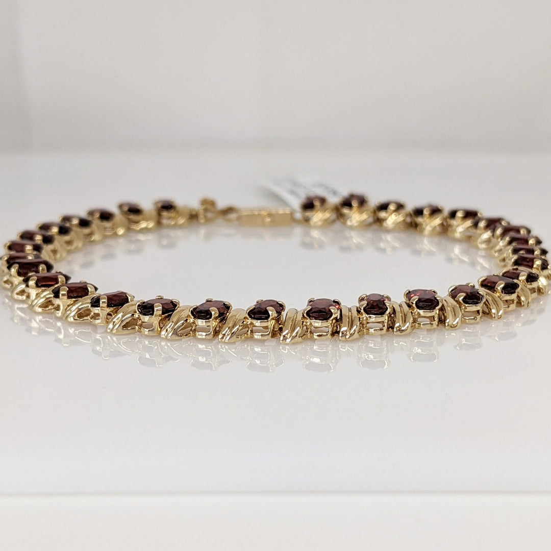 14K GARNET OVAL (31) 3X5 ESTATE BRACELET 8.7 GRAMS