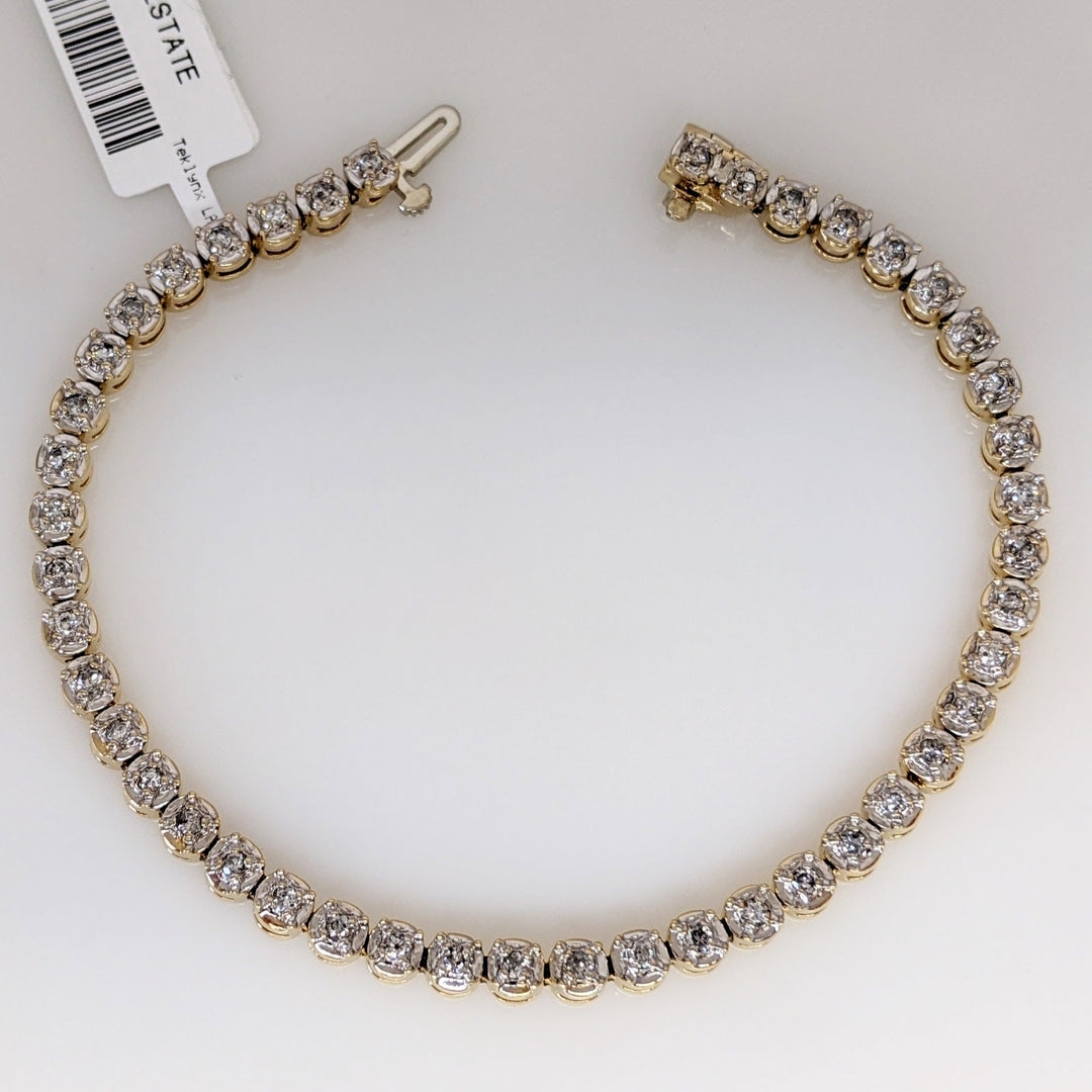 14K .88 CARAT TOTAL WEIGHT SI2 I DIAMOND ROUND (44) ESTATE BRACELET 11.2 GRAMS
