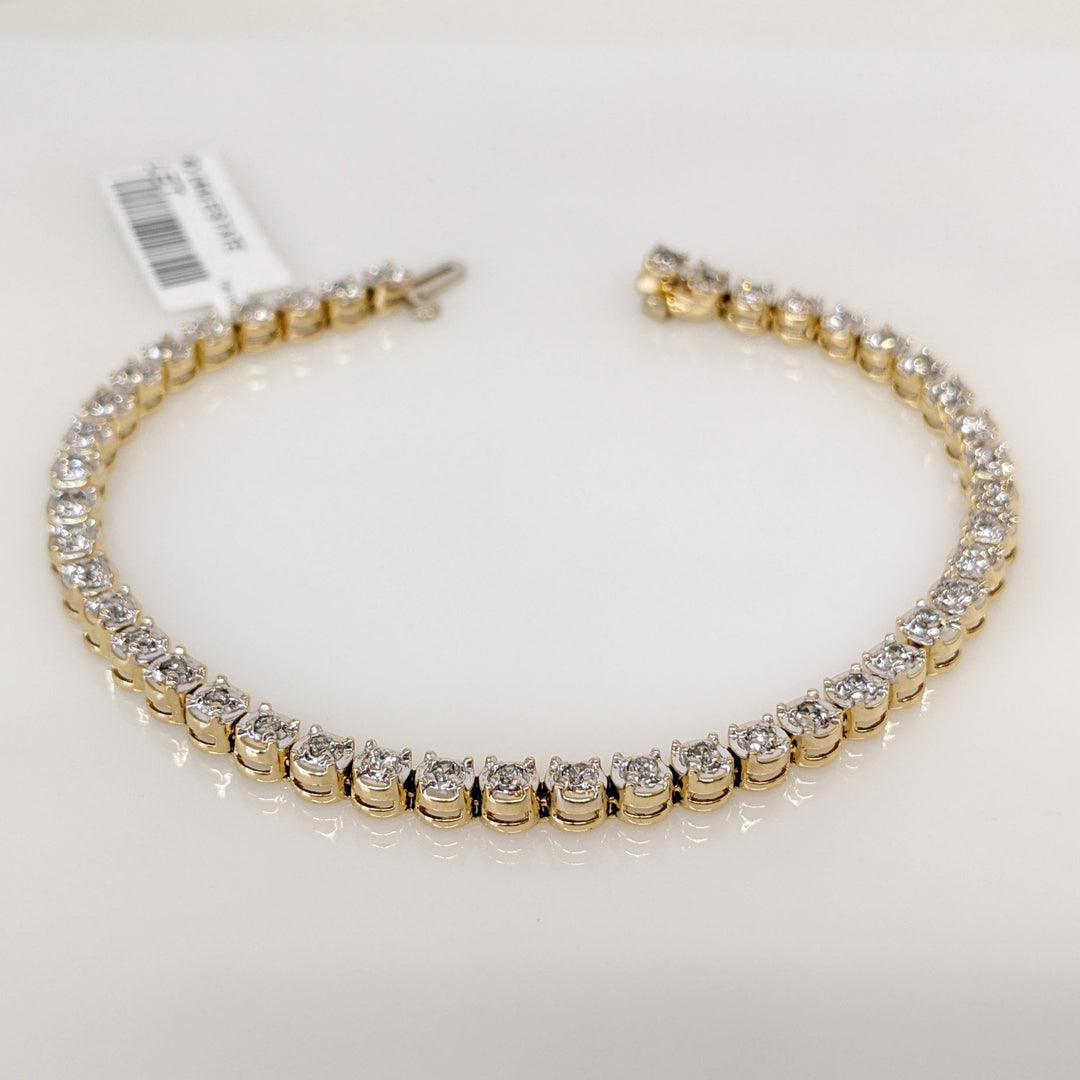 14K .88 CARAT TOTAL WEIGHT SI2 I DIAMOND ROUND (44) ESTATE BRACELET 11.2 GRAMS