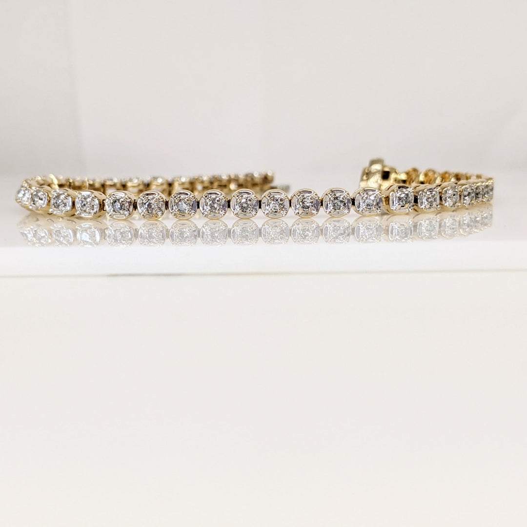 14K .88 CARAT TOTAL WEIGHT SI2 I DIAMOND ROUND (44) ESTATE BRACELET 11.2 GRAMS
