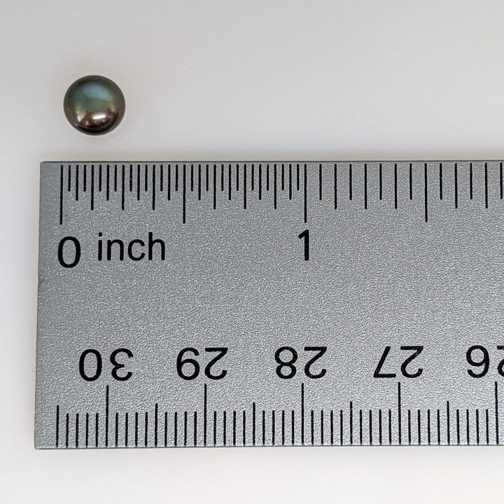 14K DYED BLACK BUTTON PEARL EARRING, PENDANT & CHAIN ESTATE SET 1.4 GRAMS