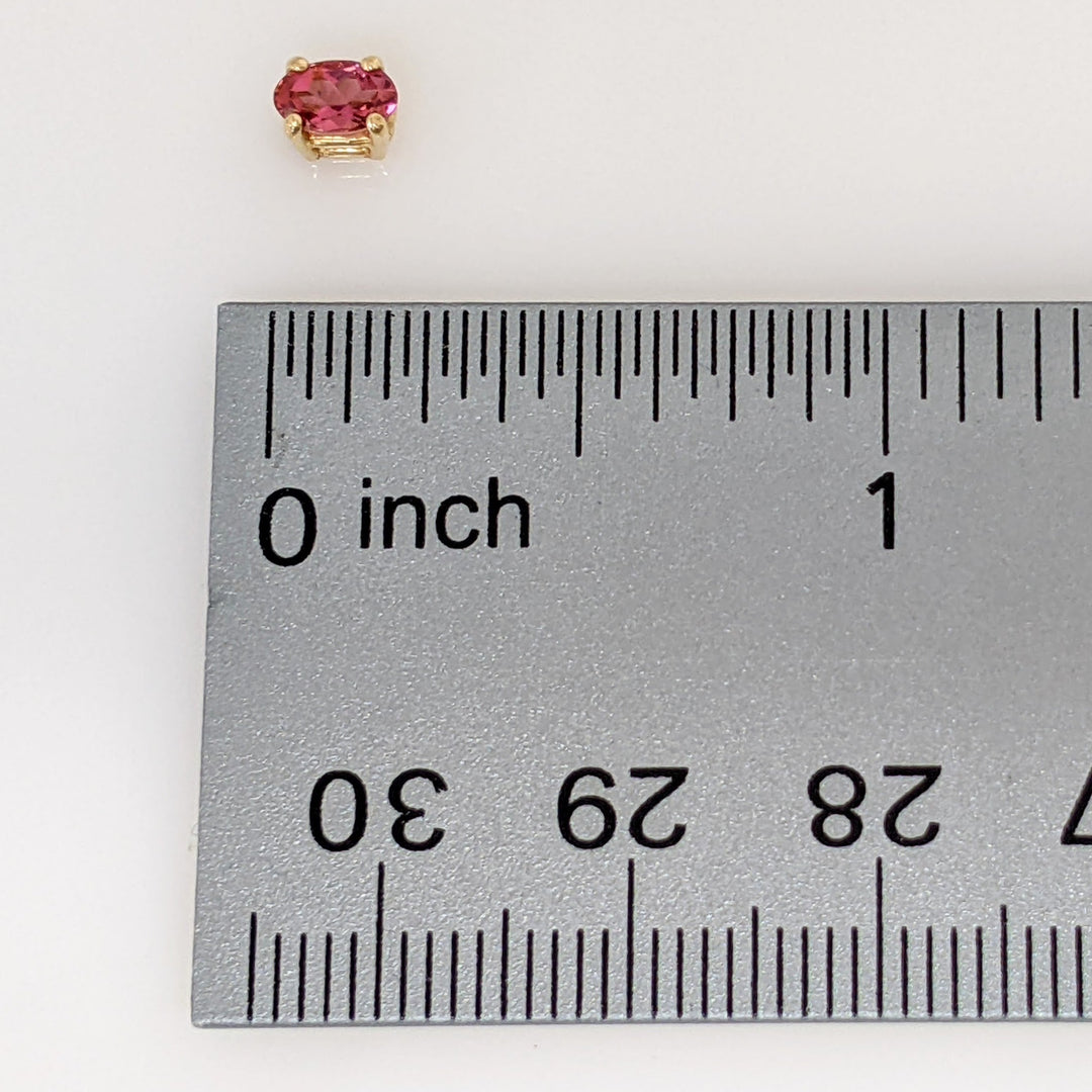 14K PINK TOURMALINE OVAL 3X5 ESTATE STUD EARRINGS 0.7 GRAMS