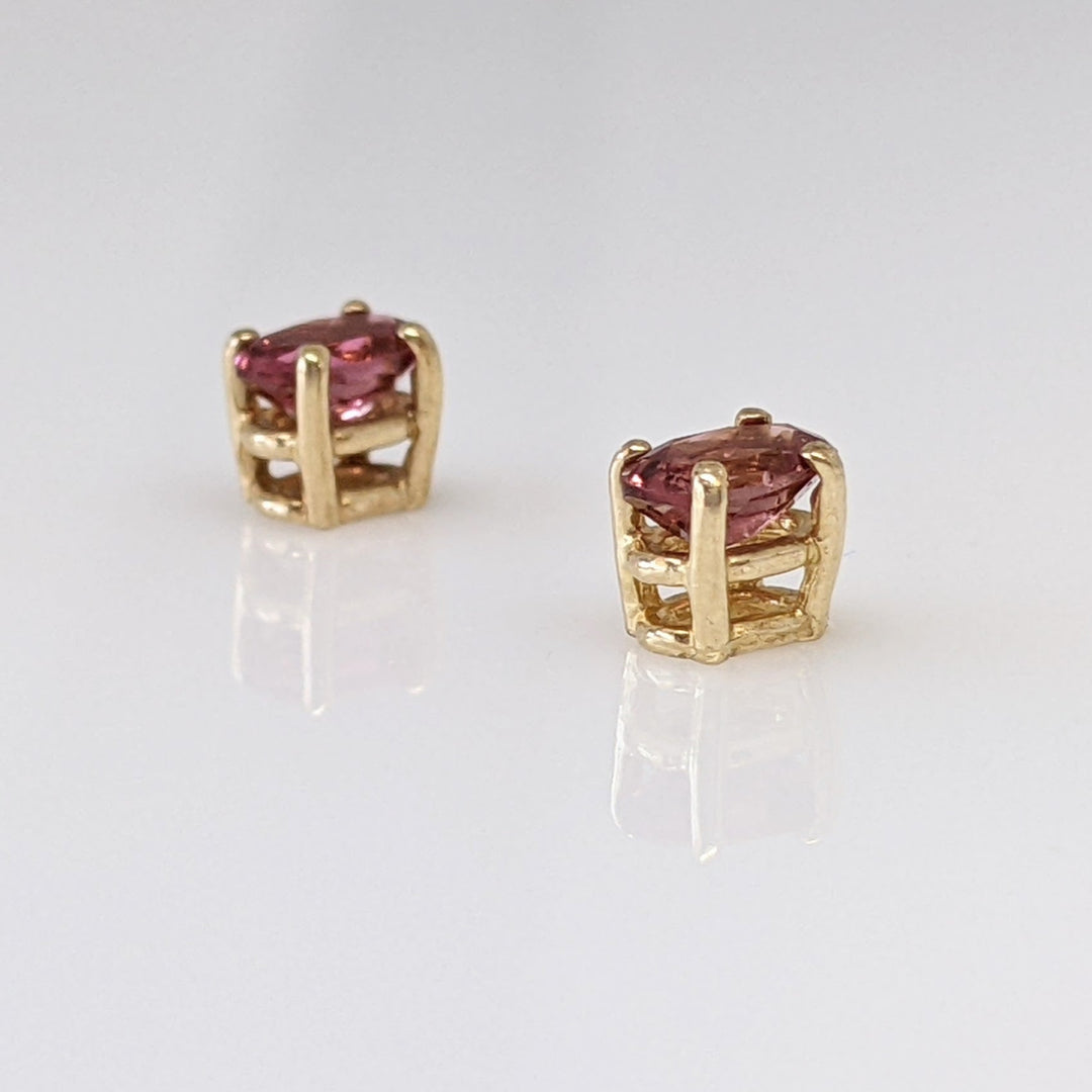 14K PINK TOURMALINE OVAL 3X5 ESTATE STUD EARRINGS 0.7 GRAMS