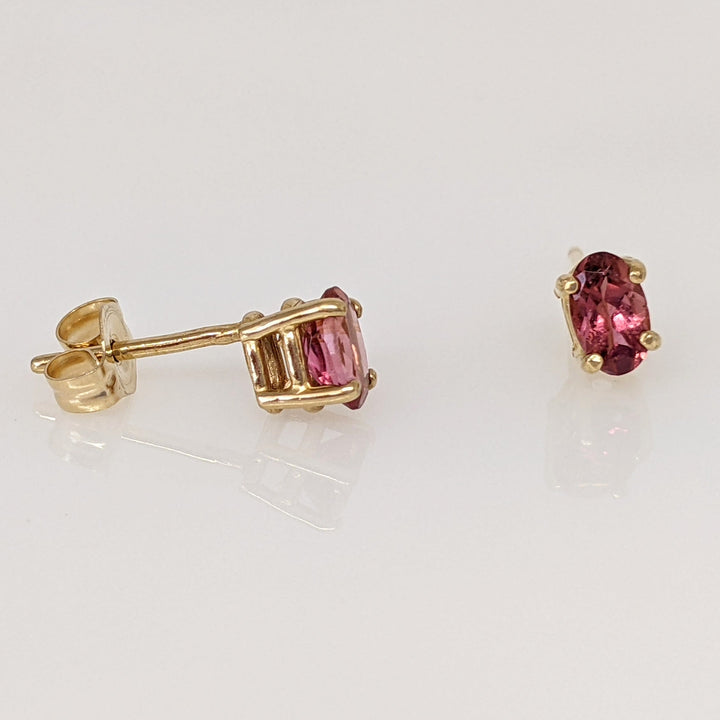 14K PINK TOURMALINE OVAL 3X5 ESTATE STUD EARRINGS 0.7 GRAMS