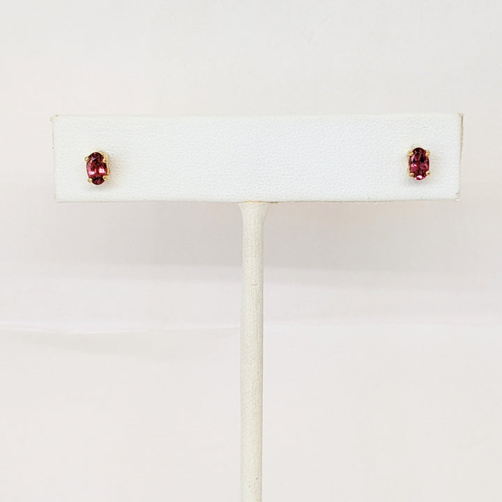 14K PINK TOURMALINE OVAL 3X5 ESTATE STUD EARRINGS 0.7 GRAMS